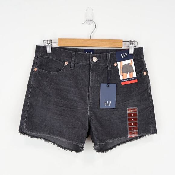 Gap Women's Frayed Hem 4" Inseam Cut Off Corduroy Short Charcoal Size 2 NWT - Picture 1 of 5